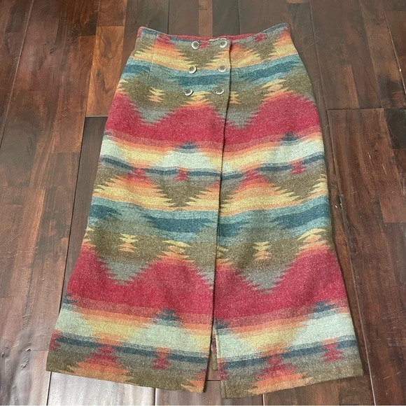 Express No 4 EXP Jeans Women’s Maxi Skirt Size 9/10 Southwestern Aztec Wool Wrap